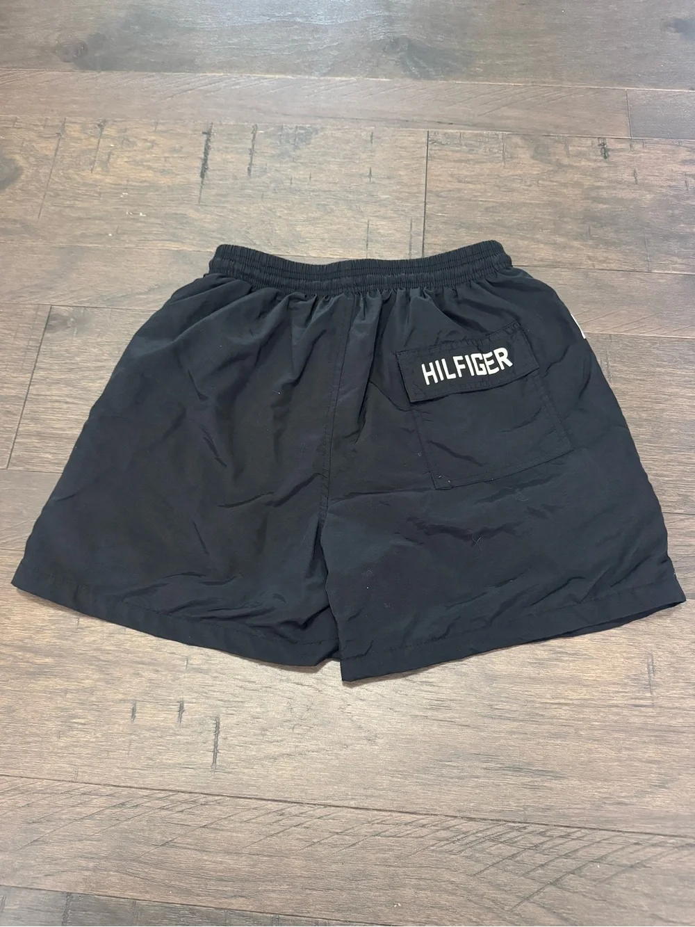 Tommy Hilfiger Boy’s Swim Trunks Black with Red & White Waist Stripe
